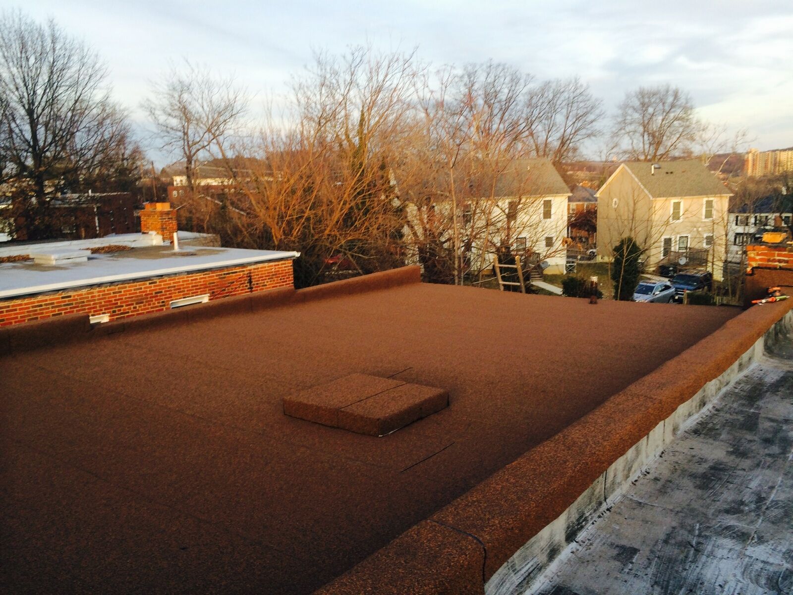 Flat roofing finished product.